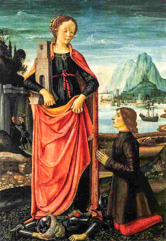 Святая Варвара попирает своего отца-язычника. Итальянский художник Доменико Гирландайо (итал. Domenico Ghirlandaio). 1473 год