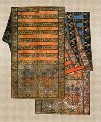 Слуцкий пояс с декоративной композицией «китайское облачко» на конце. Фрагмент. 1770-е года