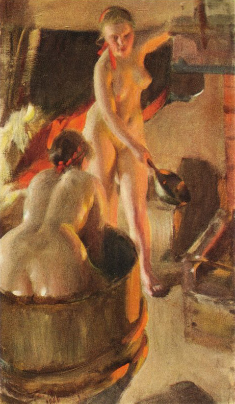 Anders Zorn. Girls from Dalarna in the sauna. 1906 г. (Андерс Цорн. Девушки из Даларна в сауне. 1906 г.)