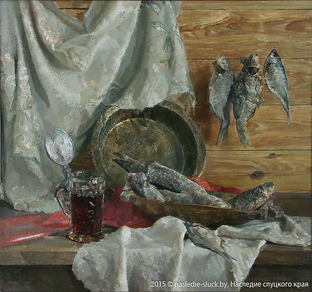 «Нацюрморт з сушонай рыбай», 2007. Палатно, алей
