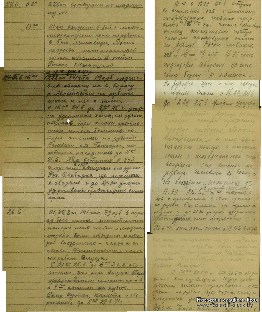 Журнал боевых действий 55-й СД за 24–25–26 июня 1941 г.