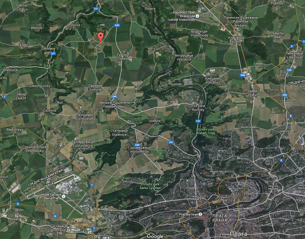 На карте точка кольцевания оказалась в маленькой деревушке Голубицы в пригороде Праги