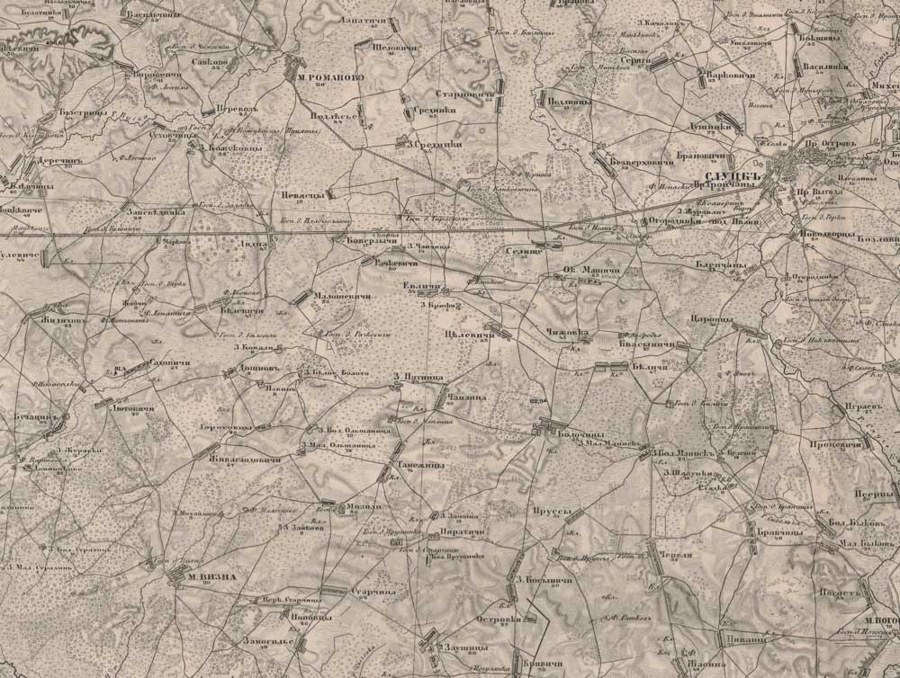 Малышевичи на карте 1866 года