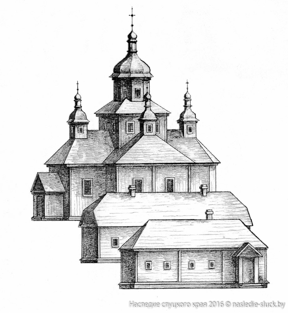 Здания Преображенского монастыря. Рисунок И.Титковского