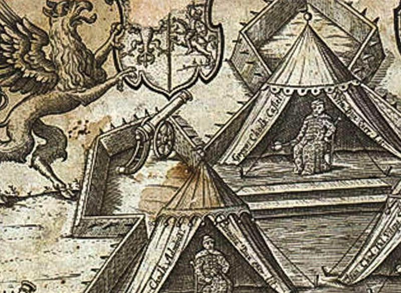 Гармата на бастыёне. Фрагмент ілюстрацыі да кнігі 17 стагоддзя
