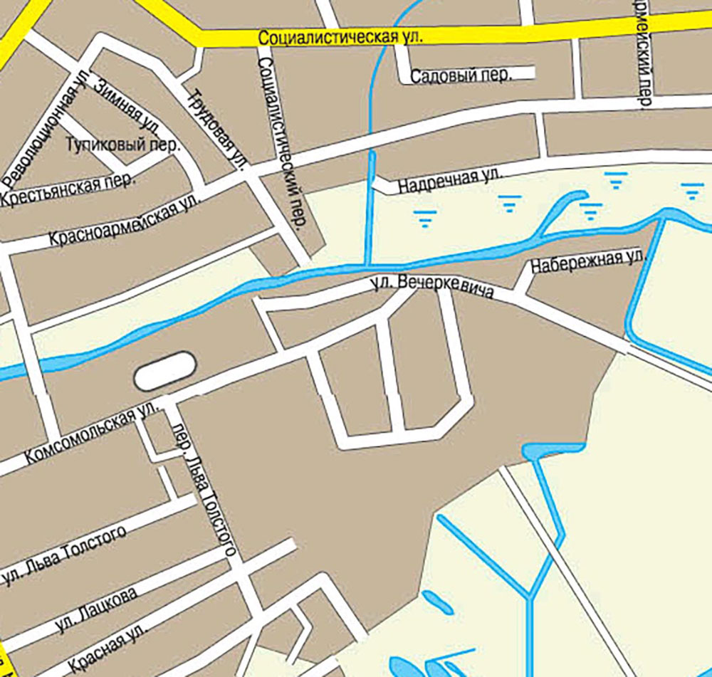 Улица Вечеркевича на карте Слуцка